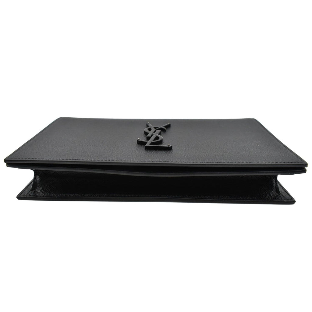YVES SAINT LAURENT Kate Pebbled Leather Clutch Wallet Black