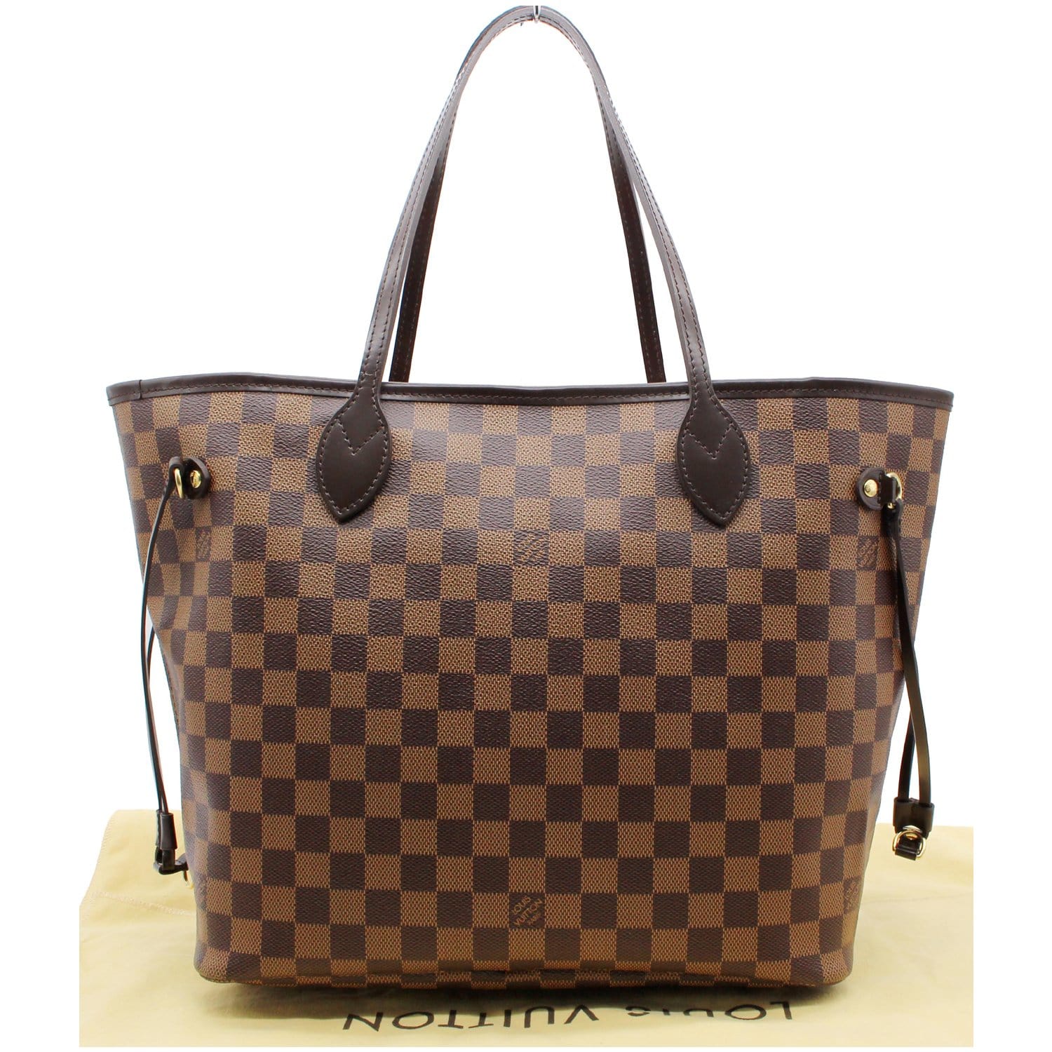 LOUIS VUITTON Neverfull MM Damier Ebene Tote Bag Brown