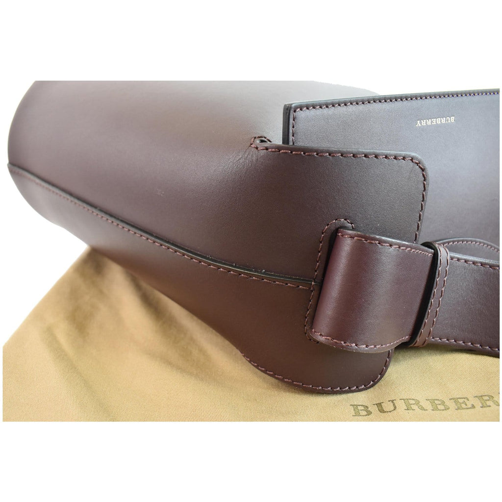 BURBERRY Bucket Medium Leather Shoulder Bag Deep Claret