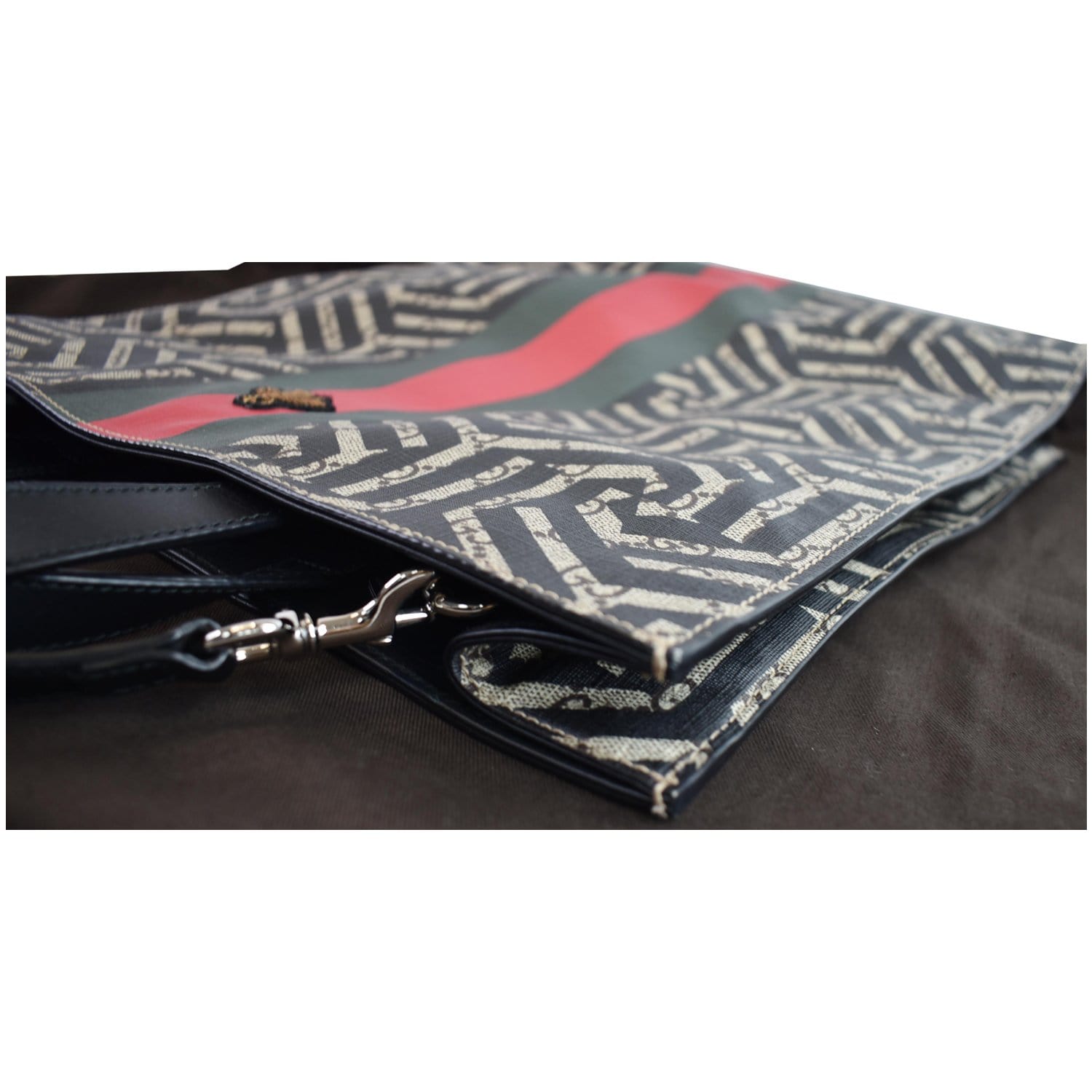 GUCCI Caleido Print Web Canvas Tote Bag Beige/Black 450950