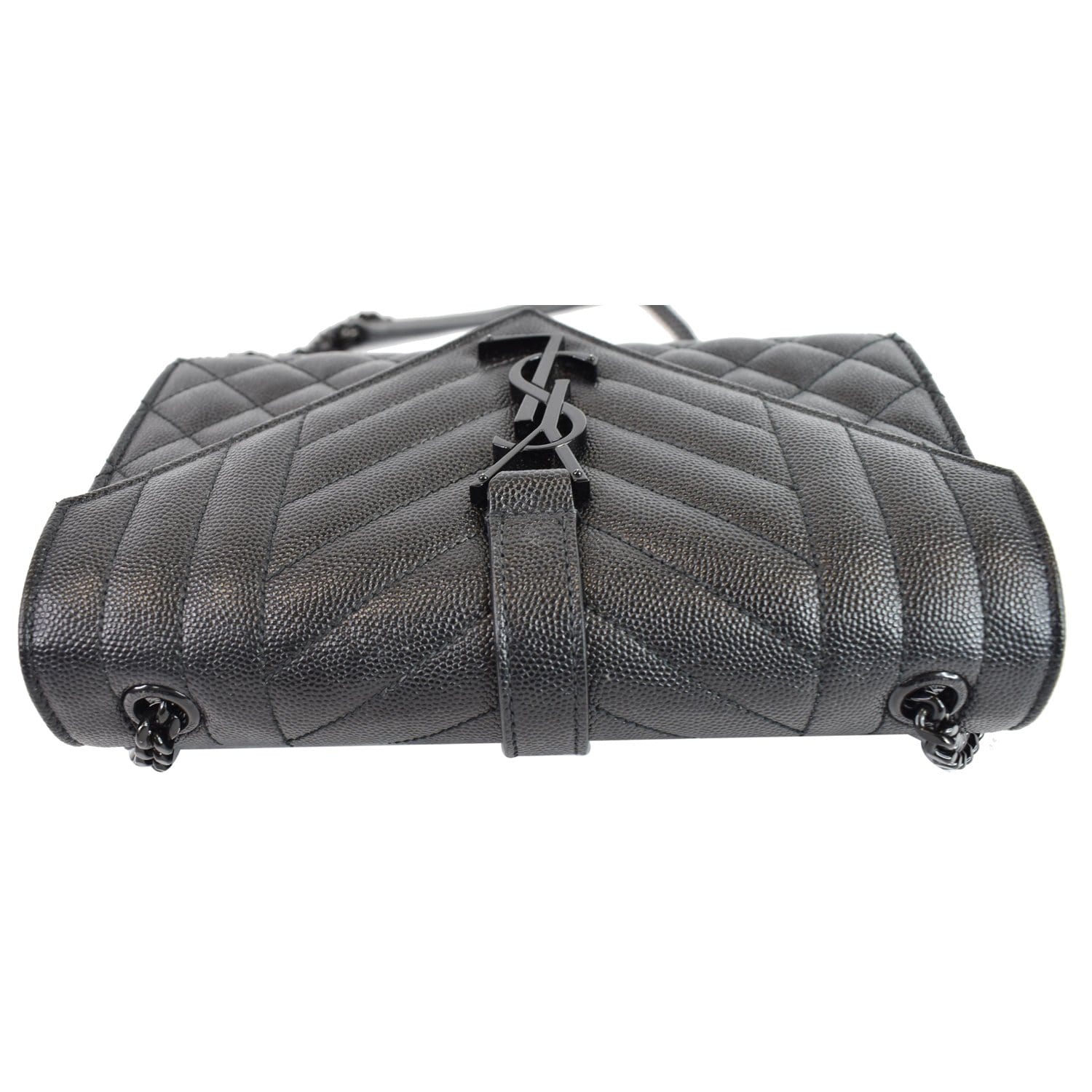 YVES SAINT LAURENT Small Envelope Matelassé Leather Shoulder Bag Black