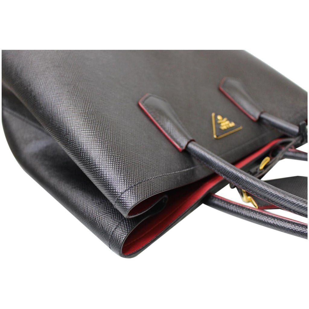 PRADA Double Handle Saffiano Leather Tote Bag Black