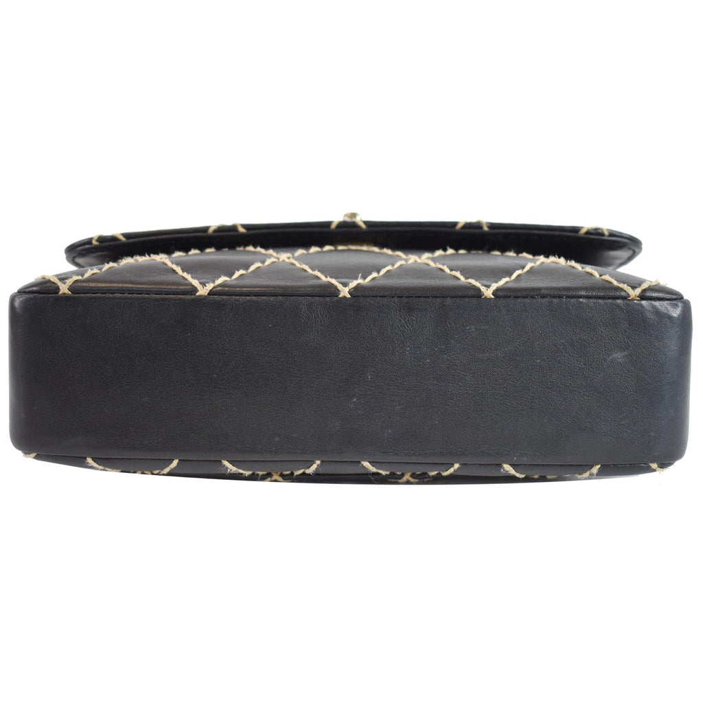 CHANEL Wild Stitch Quilted Calfskin Flap Shoulder Bag Black