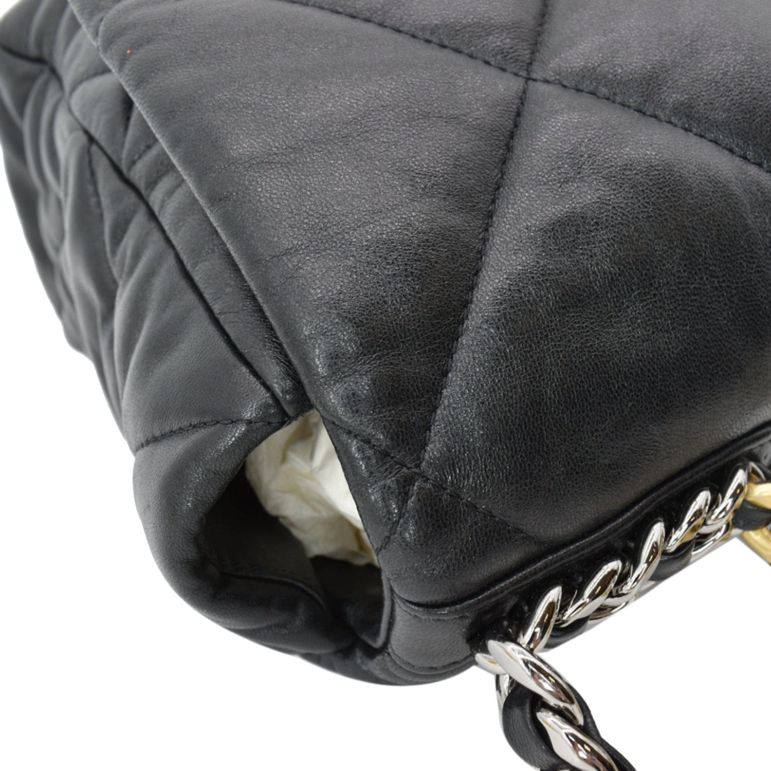 CHANEL 19 Large Flap Quilted Lambskin Leather Shoulder Bag Black
