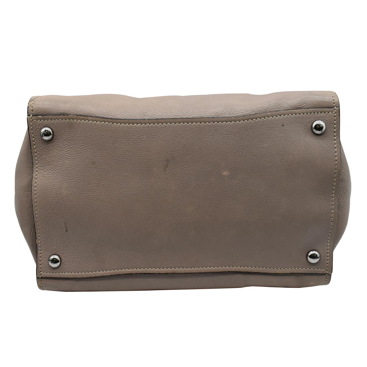 PRADA City Twin Pocket Calf Leather Tote Shoulder Bag Taupe
