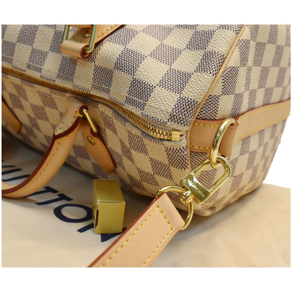 LOUIS VUITTON Speedy 30 Bandouliere Damier Azur Satchel Shoulder Bag White