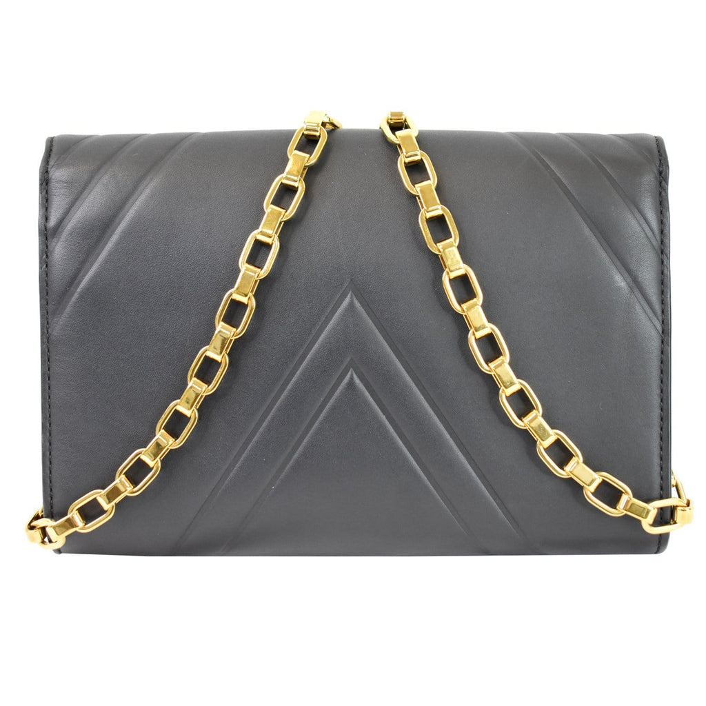 LOUIS VUITTON Airy V Louise GM Calfskin Pochette Chain Shoulder Bag Black