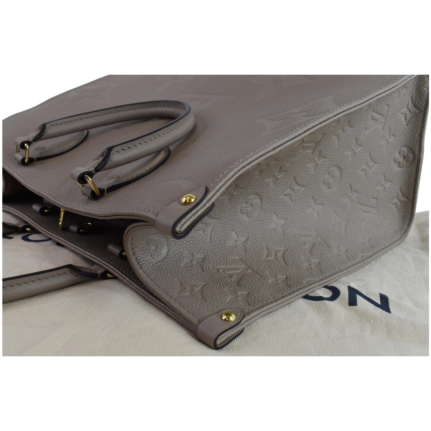 LOUIS VUITTON Onthego MM Monogram Empreinte Shoulder Bag Tourterelle