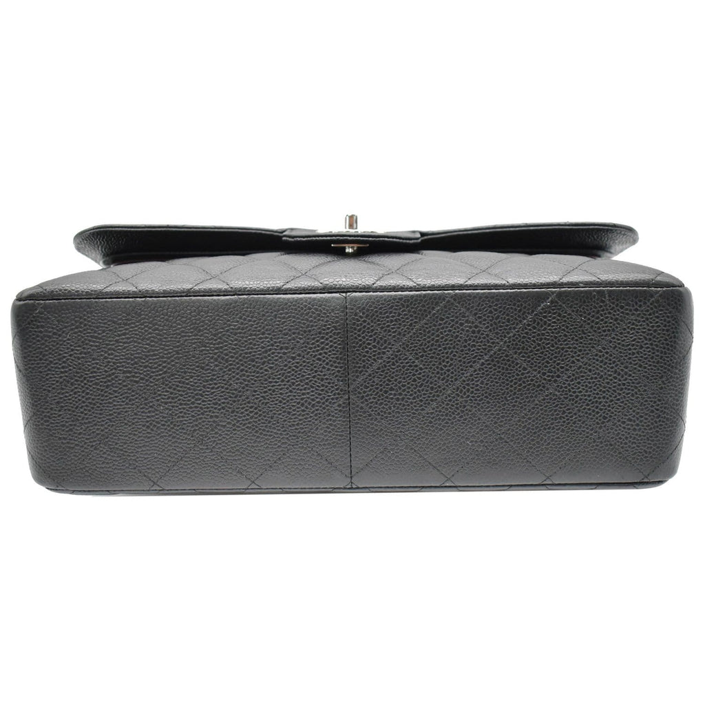 CHANEL Jumbo Double Flap Caviar Leather Shoulder Bag Black- Hot Deals