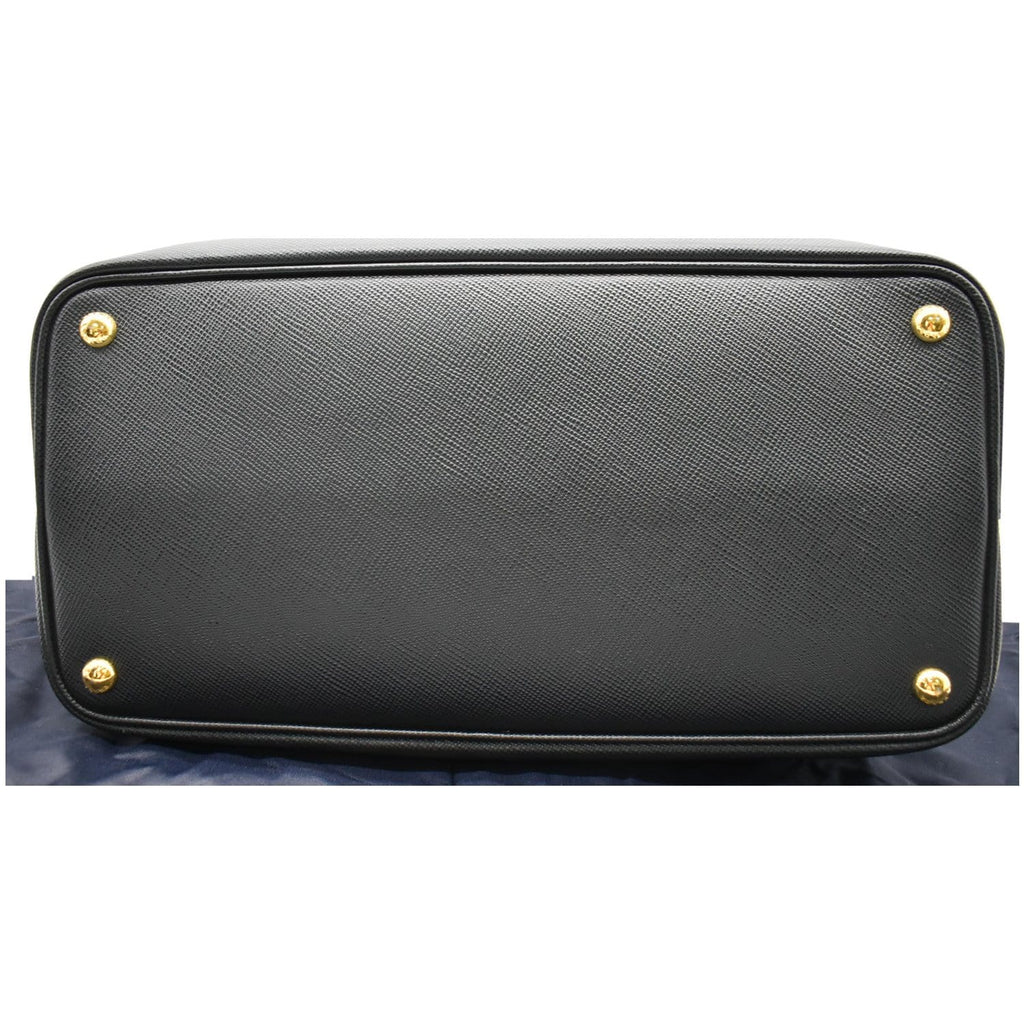 PRADA Double Handle Saffiano Leather Tote Shoulder Bag Black
