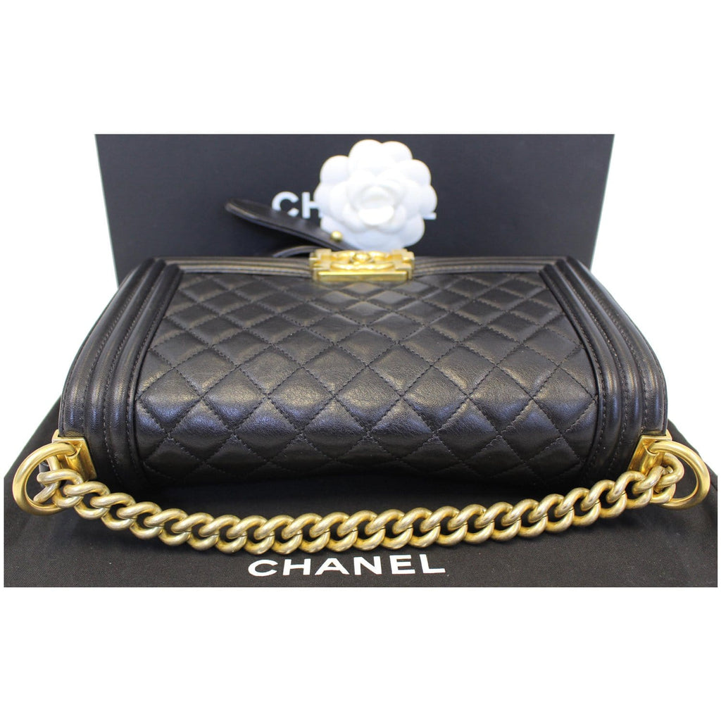 CHANEL Medium Boy Flap Lambskin Leather Shoulder Bag Black - 15% OFF