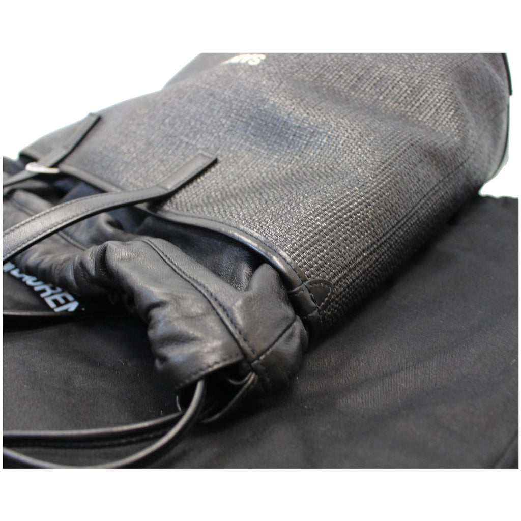 YVES SAINT LAURENT Teddy Canvas/Leather Drawstring Shopping Tote Black - Last Call