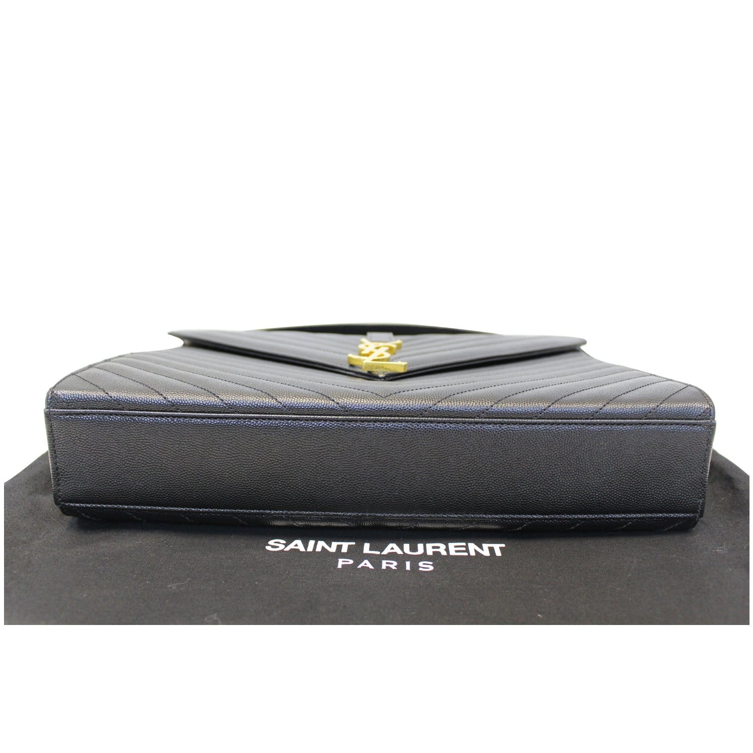 YVES SAINT LAURENT Large Envelope Grain De Poudre Chain Shoulder Bag Black