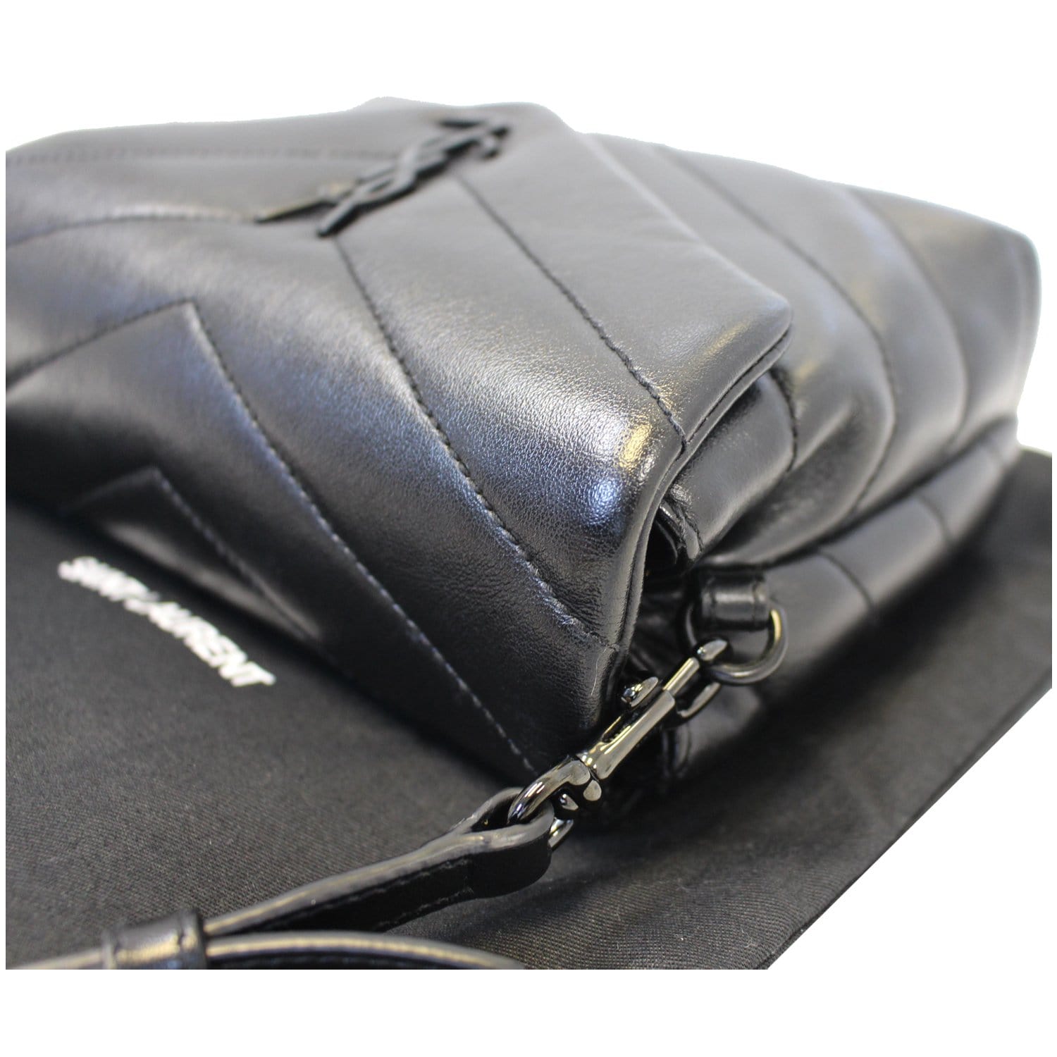 YVES SAINT LAURENT Matelasse Loulou Monogram Calfskin Shoulder Bag Black