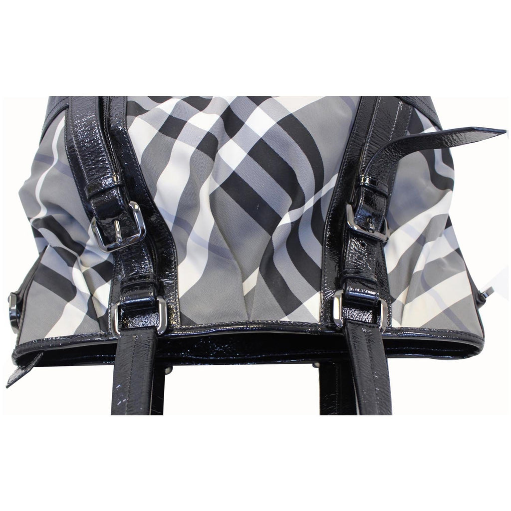 BURBERRY Lowry Medium Beat Check Nylon Tote Bag Black