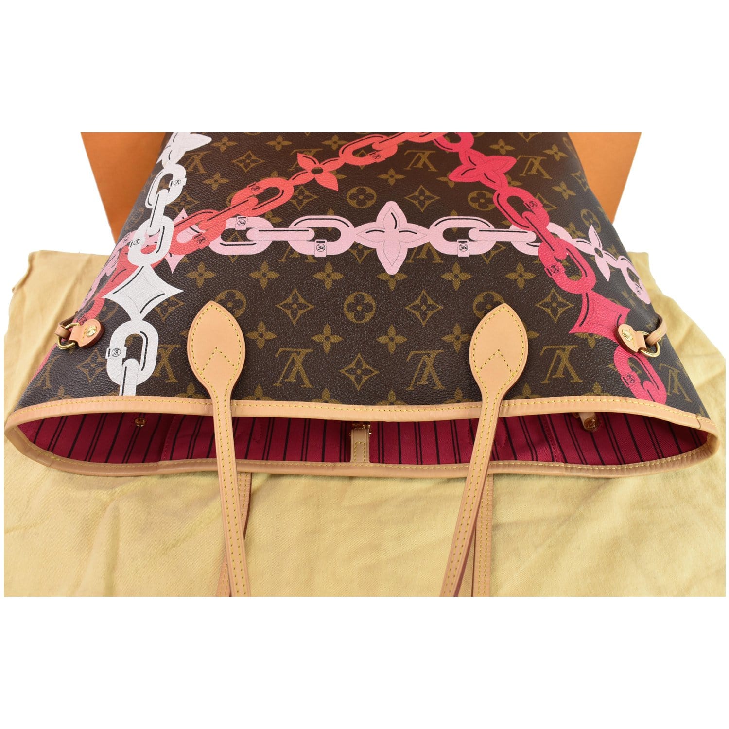 LOUIS VUITTON Bay Neverfull MM Monogram Canvas Shoulder Bag Fuchsia
