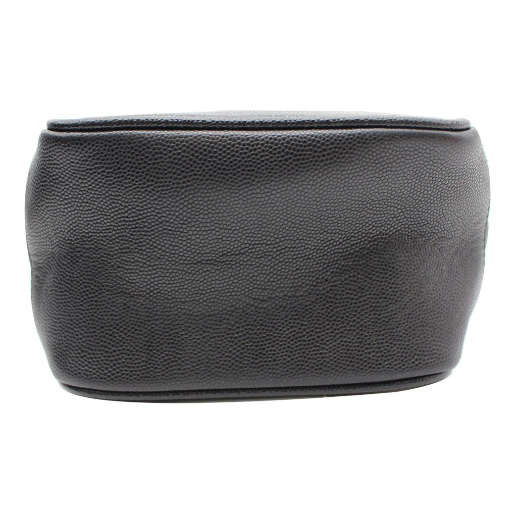 YVES SAINT LAURENT 80's Vanity Quilted Grain De Poudre Leather Shoulder Bag Black