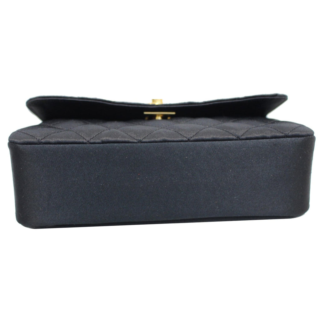 CHANEL Classic Timeless Small Satin Shoulder Bag Black