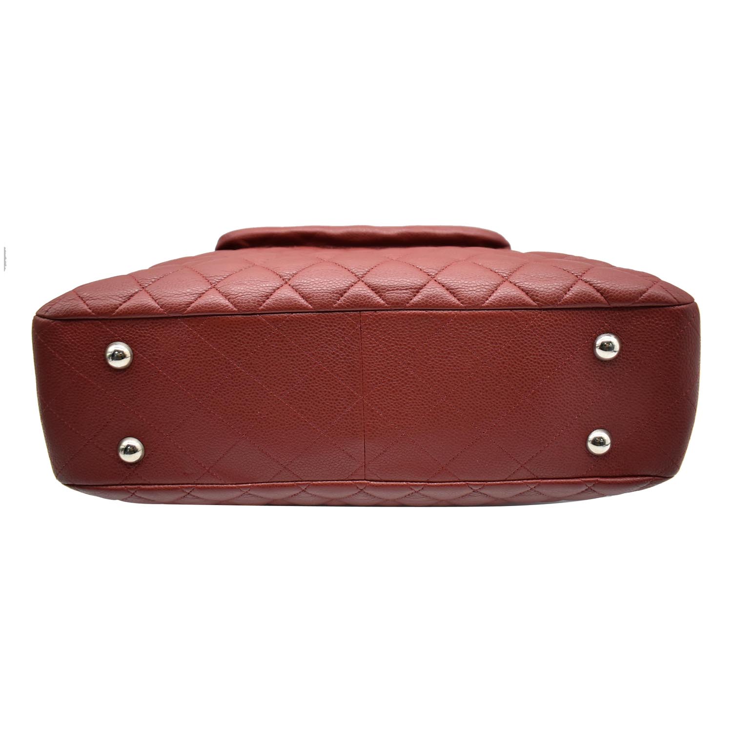 CHANEL Front Flap Pocket Quilted Caviar Leather Tote Shoulder Bag Red- 20% OFF