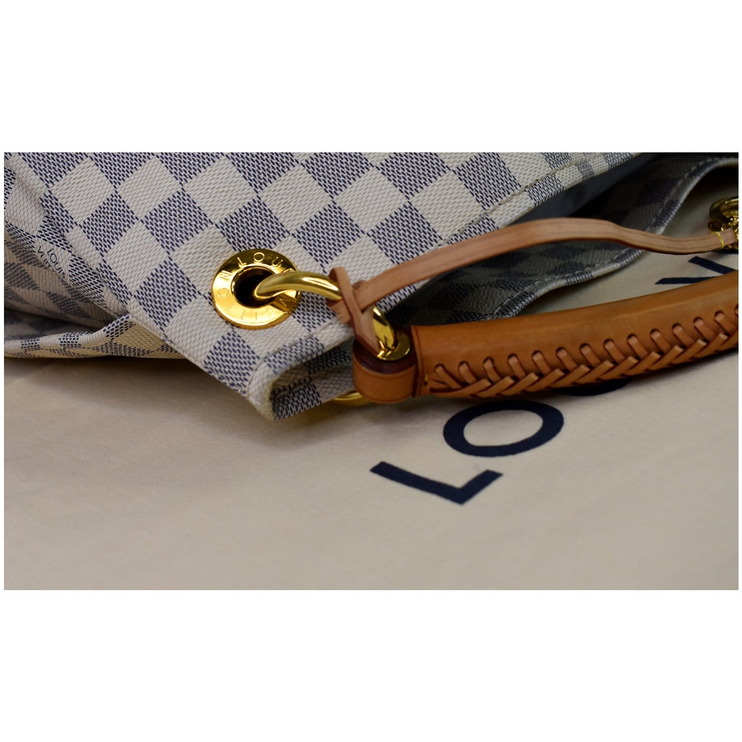LOUIS VUITTON Artsy MM Damier Azur Shoulder Bag White