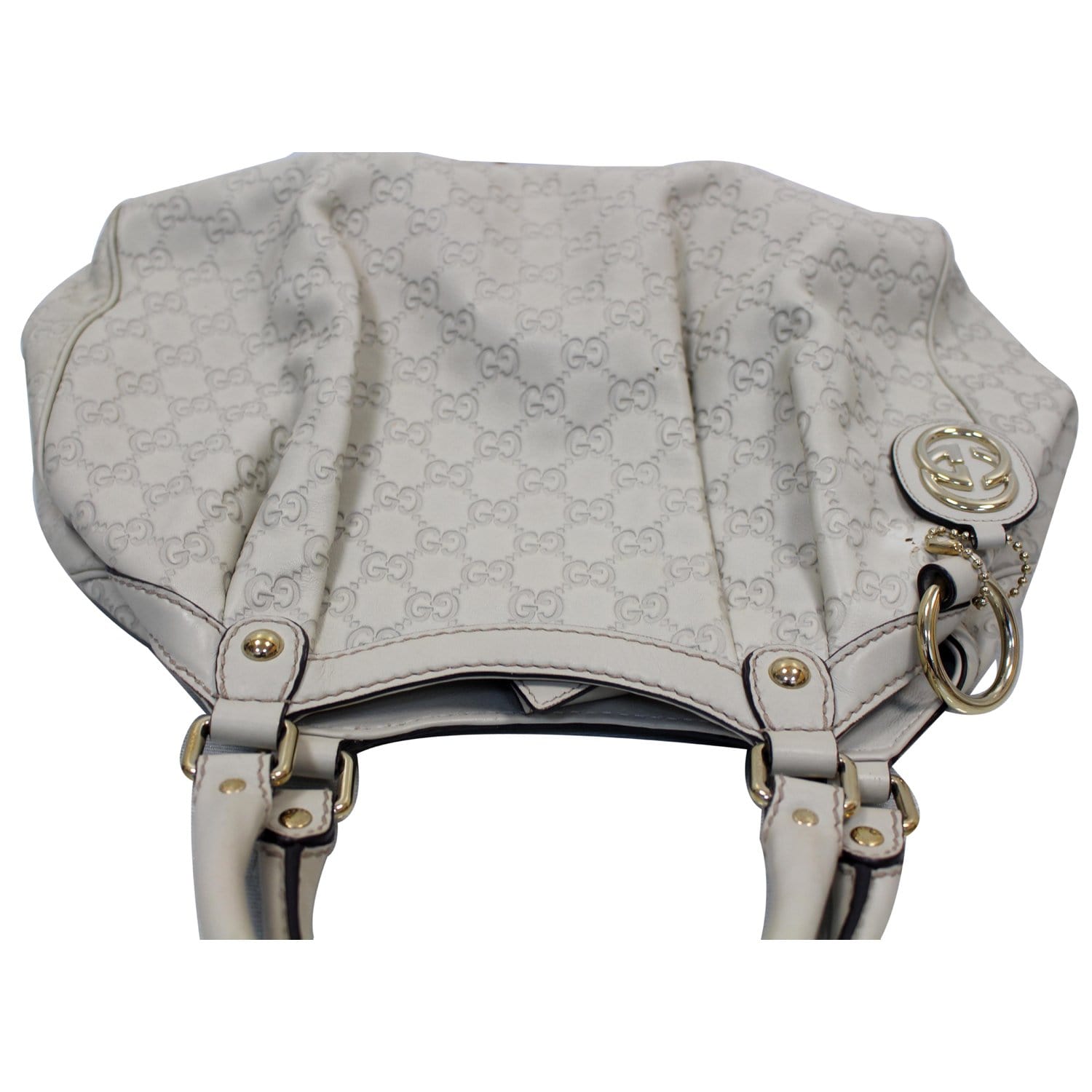 GUCCI Sukey Medium Guccissima Leather Tote Bag White 211944