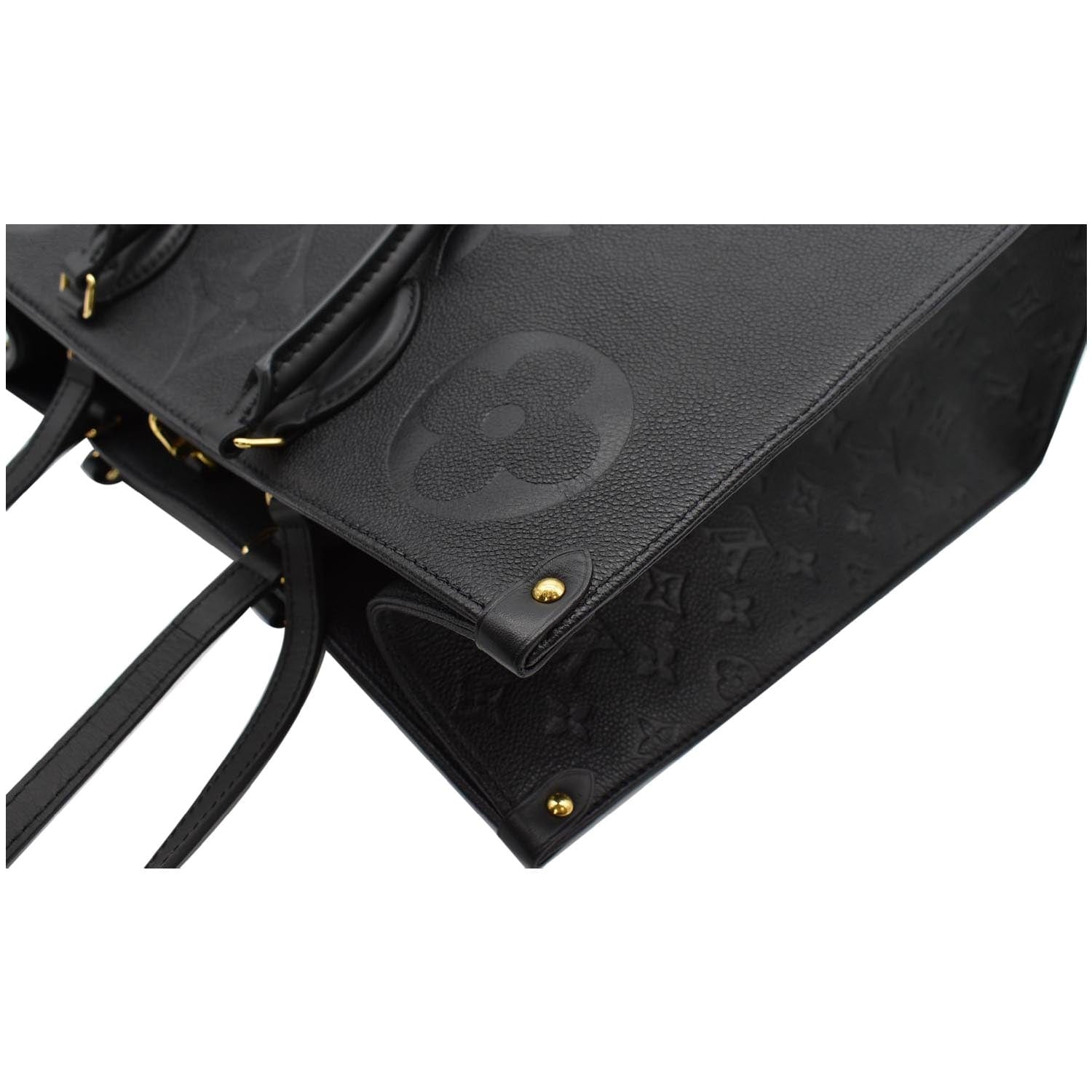 LOUIS VUITTON Onthego GM Monogram Empreinte Leather Tote Bag Black