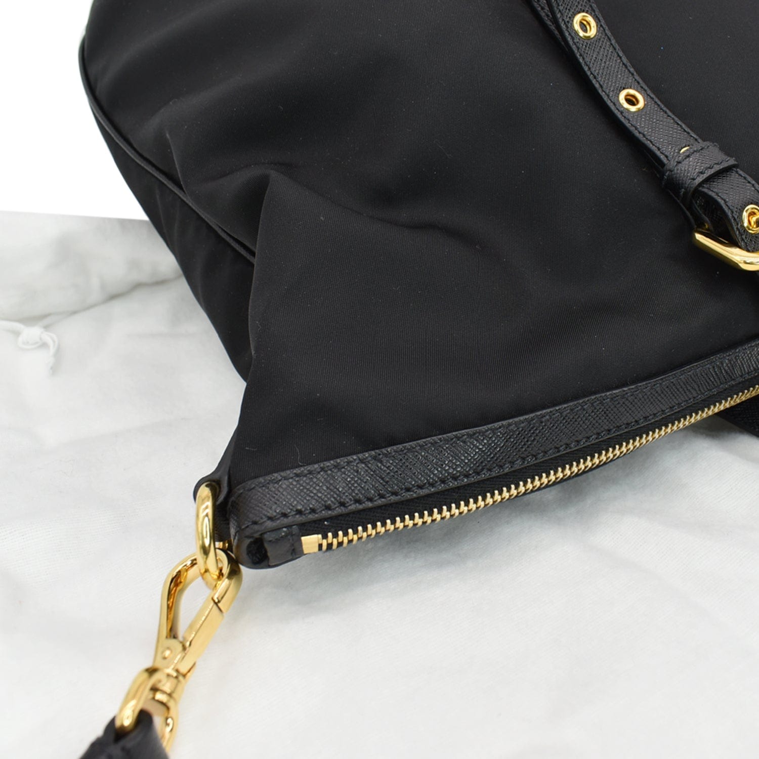 PRADA Tessuto Saffiano Nylon Tote Shoulder Bag Black - Hot Deals