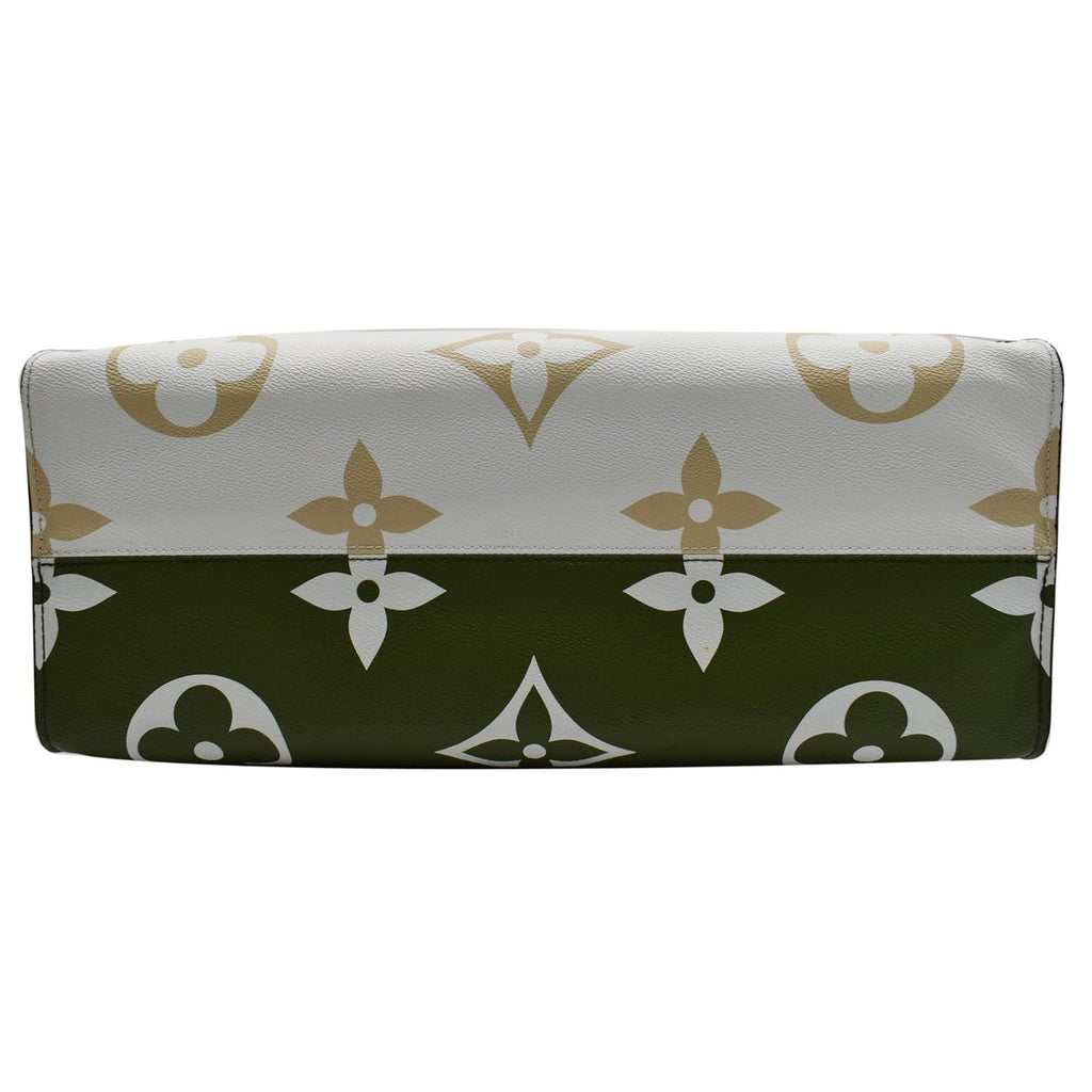LOUIS VUITTON Onthego GM Giant Monogram Canvas Tote Shoulder Bag Khaki Green