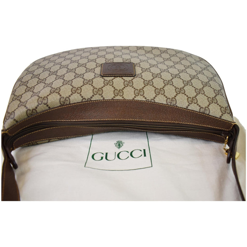 GUCCI Vintage GG Supreme Canvas Shoulder Bag Beige