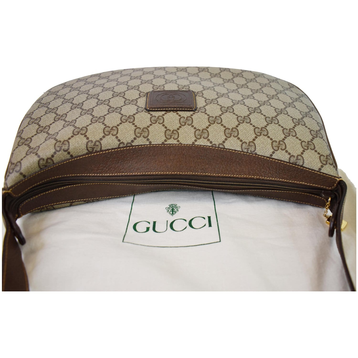 GUCCI Vintage GG Supreme Canvas Shoulder Bag Beige