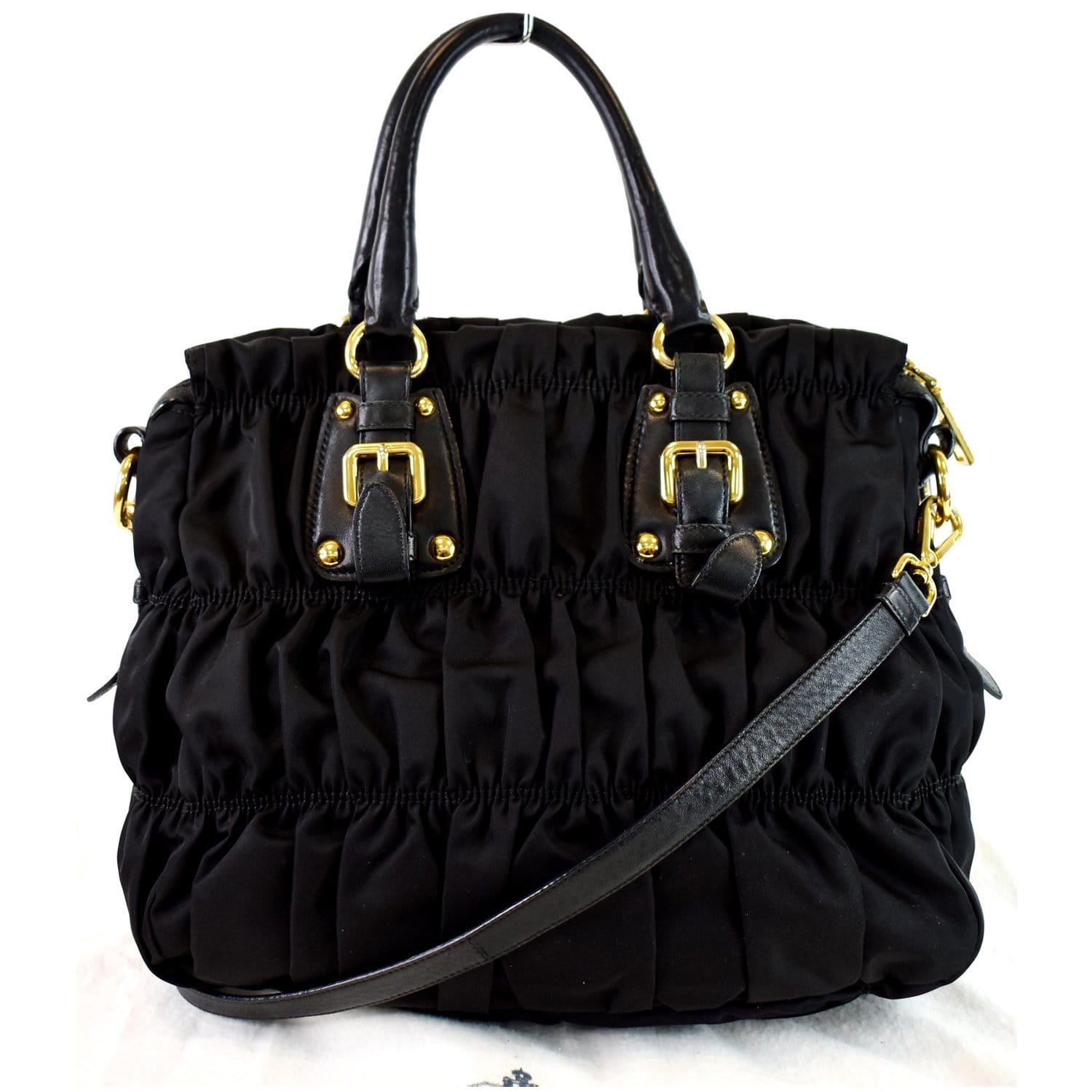 PRADA Gaufre Nappa Leather Tote Bag Black BN1336