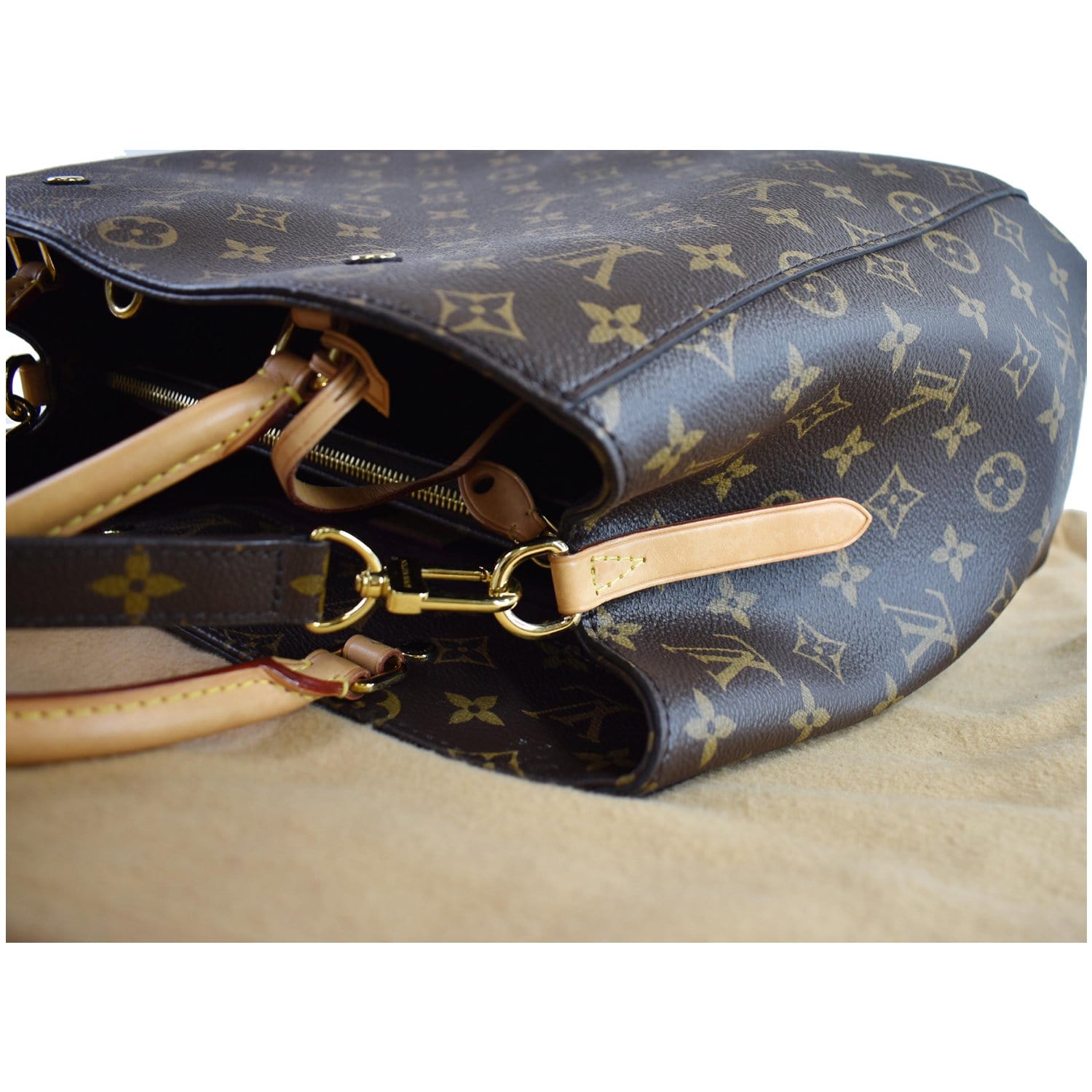 LOUIS VUITTON Montaigne GM Monogram Canvas Shoulder Bag Brown