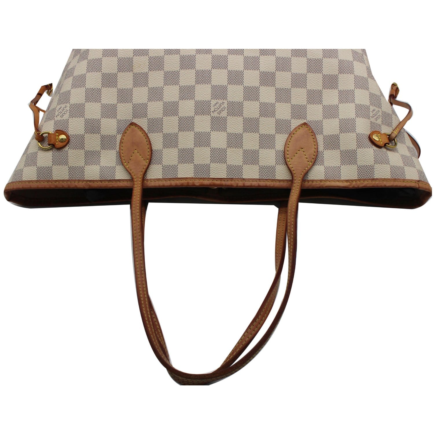 LOUIS VUITTON Neverfull MM Damier Azur Tote Shoulder Bag White