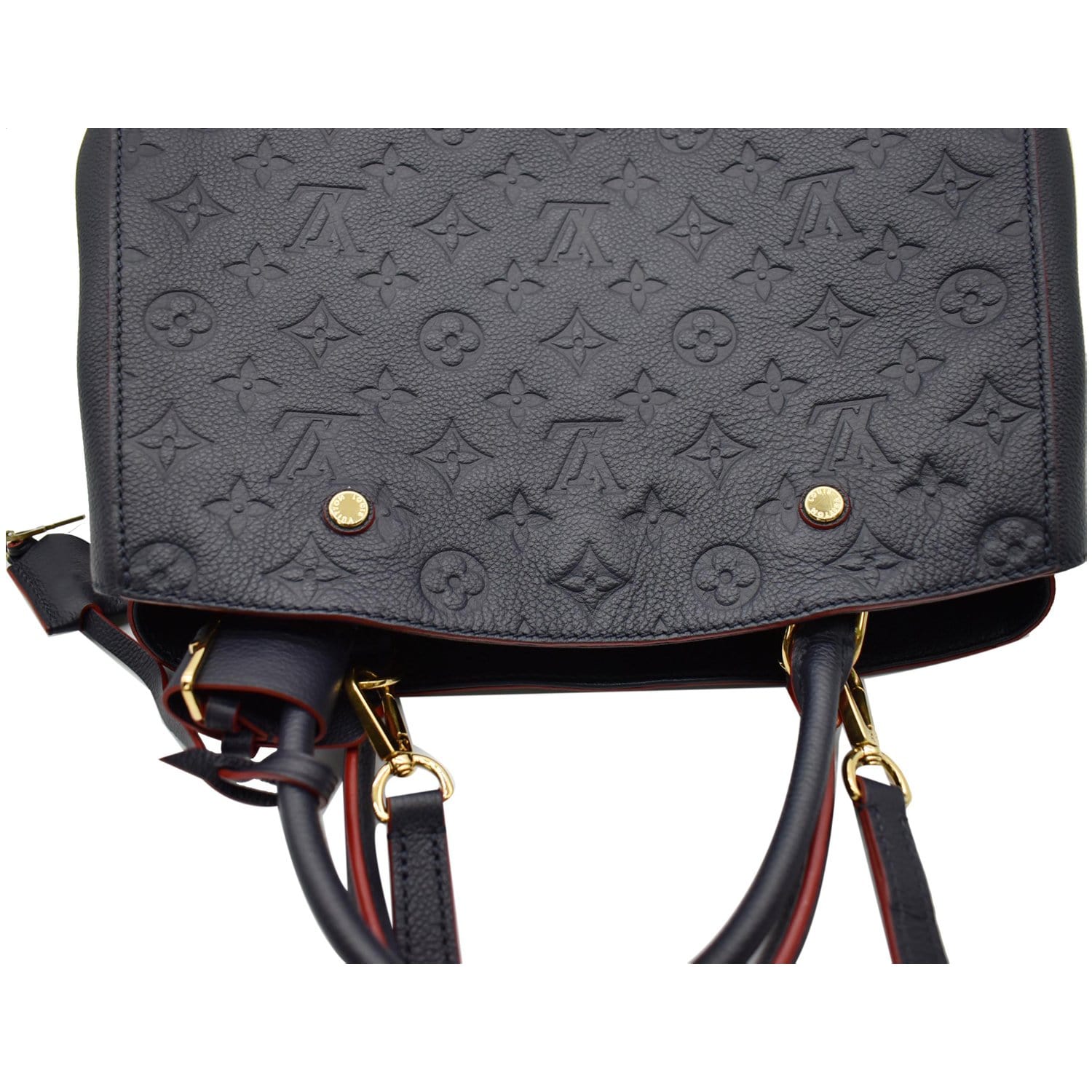 LOUIS VUITTON Montaigne MM Monogram Empreinte Shoulder Bag Blue
