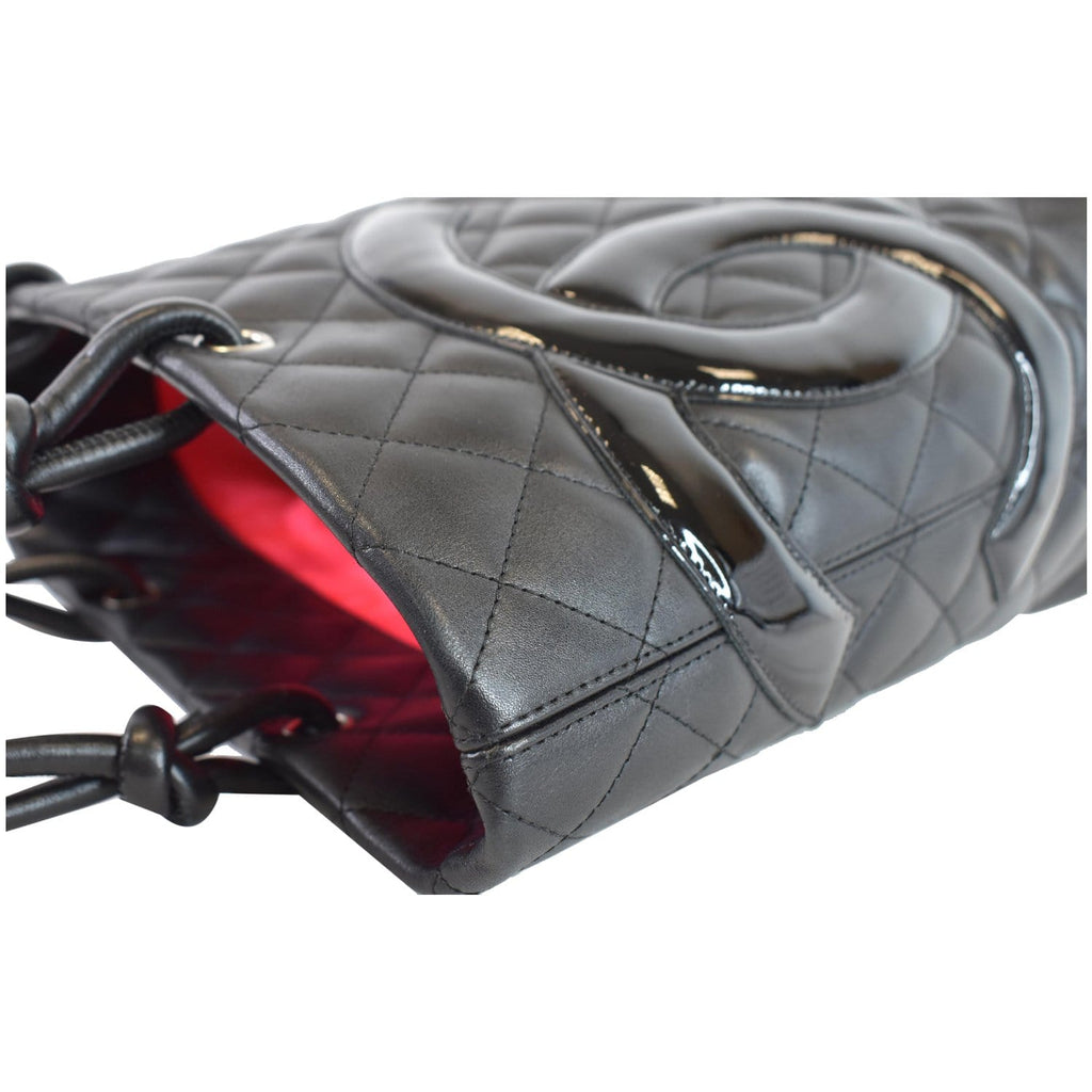 CHANEL Cambon Ligne Quilted Calfskin Leather Tote Bag Black