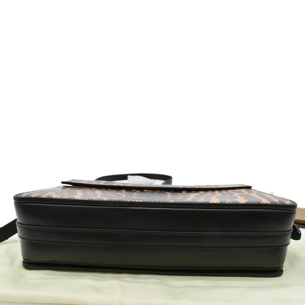 BURBERRY Grace Large Leopard Print Leather Shoulder Bag Multicolor