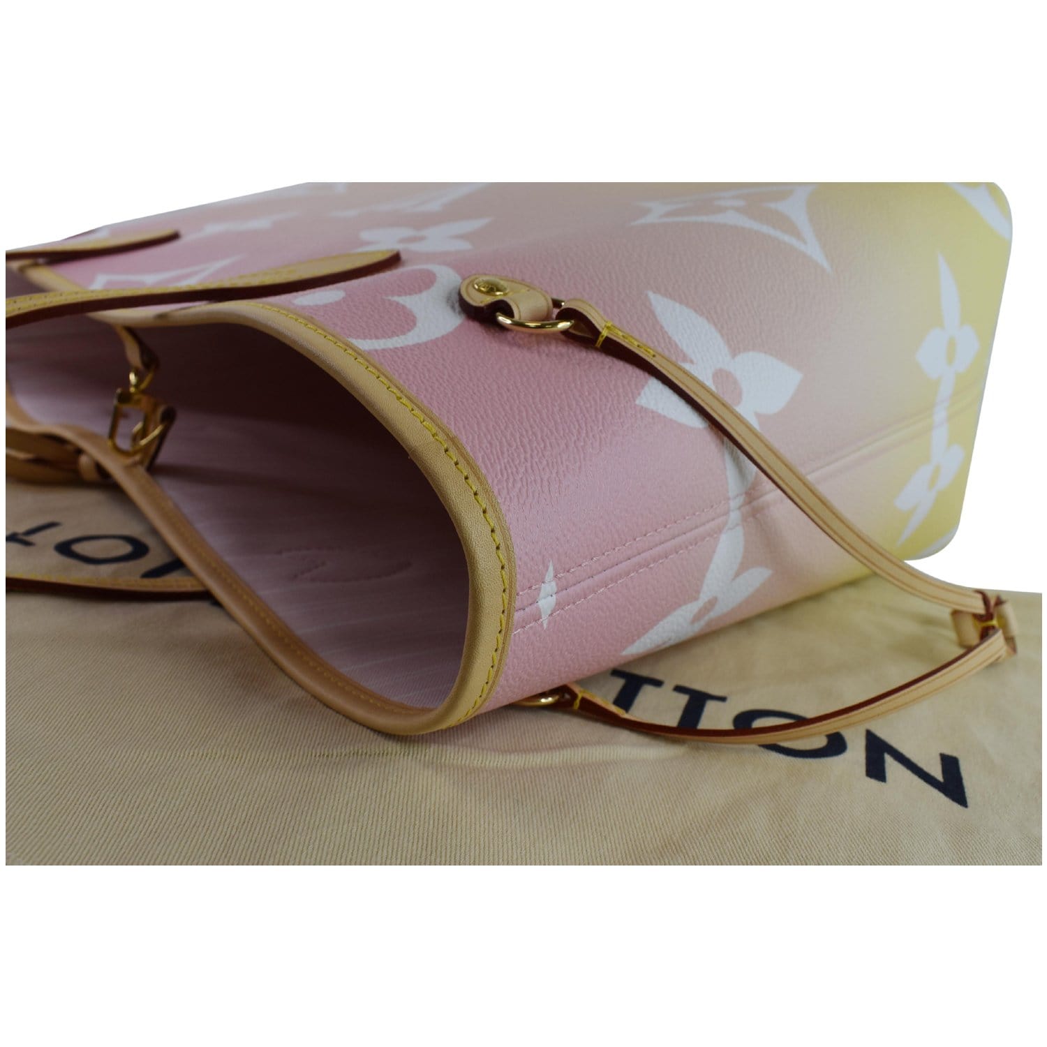 LOUIS VUITTON Neverfull MM Pool Monogram Giant Tote Shoulder Bag Light Pink