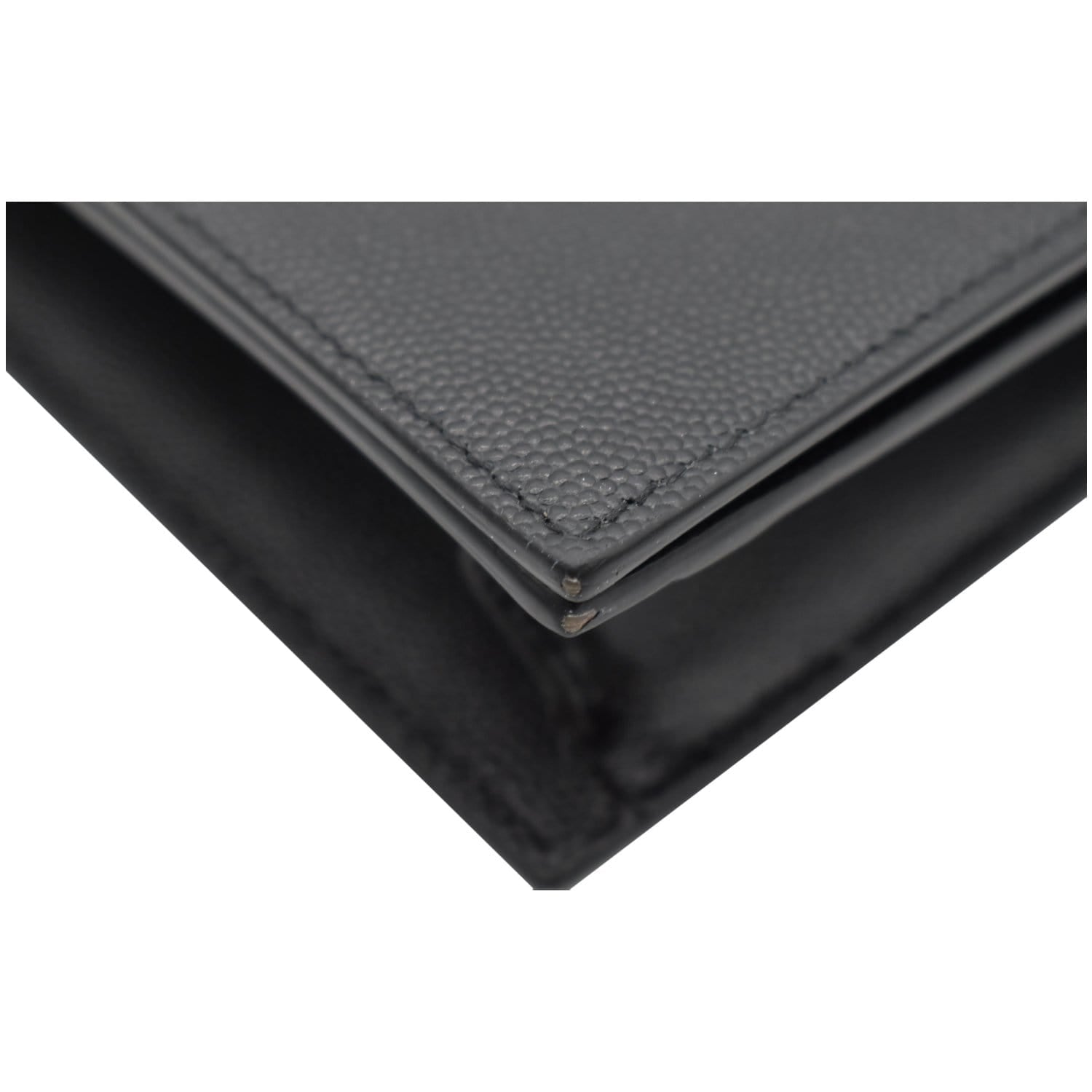 YVES SAINT LAURENT Kate Pebbled Leather Clutch Wallet Black