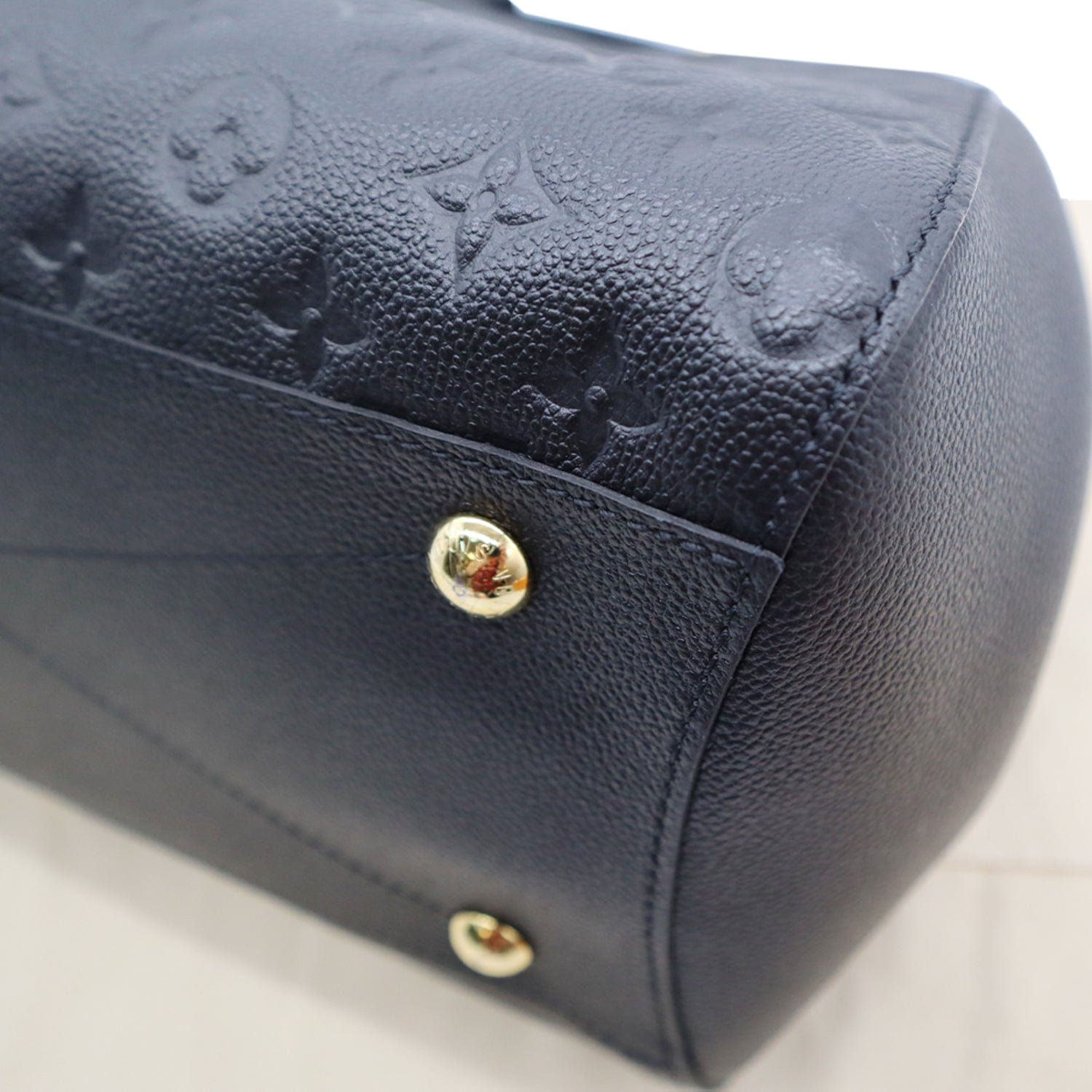 LOUIS VUITTON Montaigne GM Empreinte Leather Shoulder Bag Black