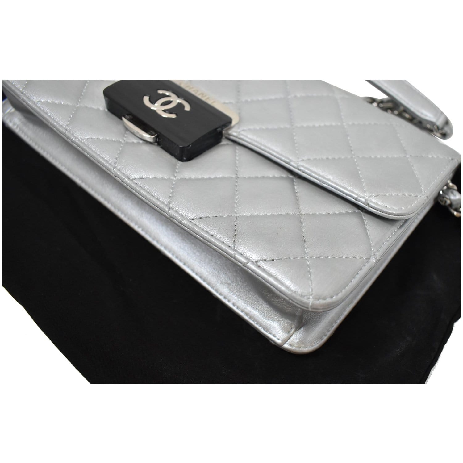 CHANEL Beauty Lock Mini Flap Quilted Sheepskin Leather Shoulder Bag Silver - 10% OFF