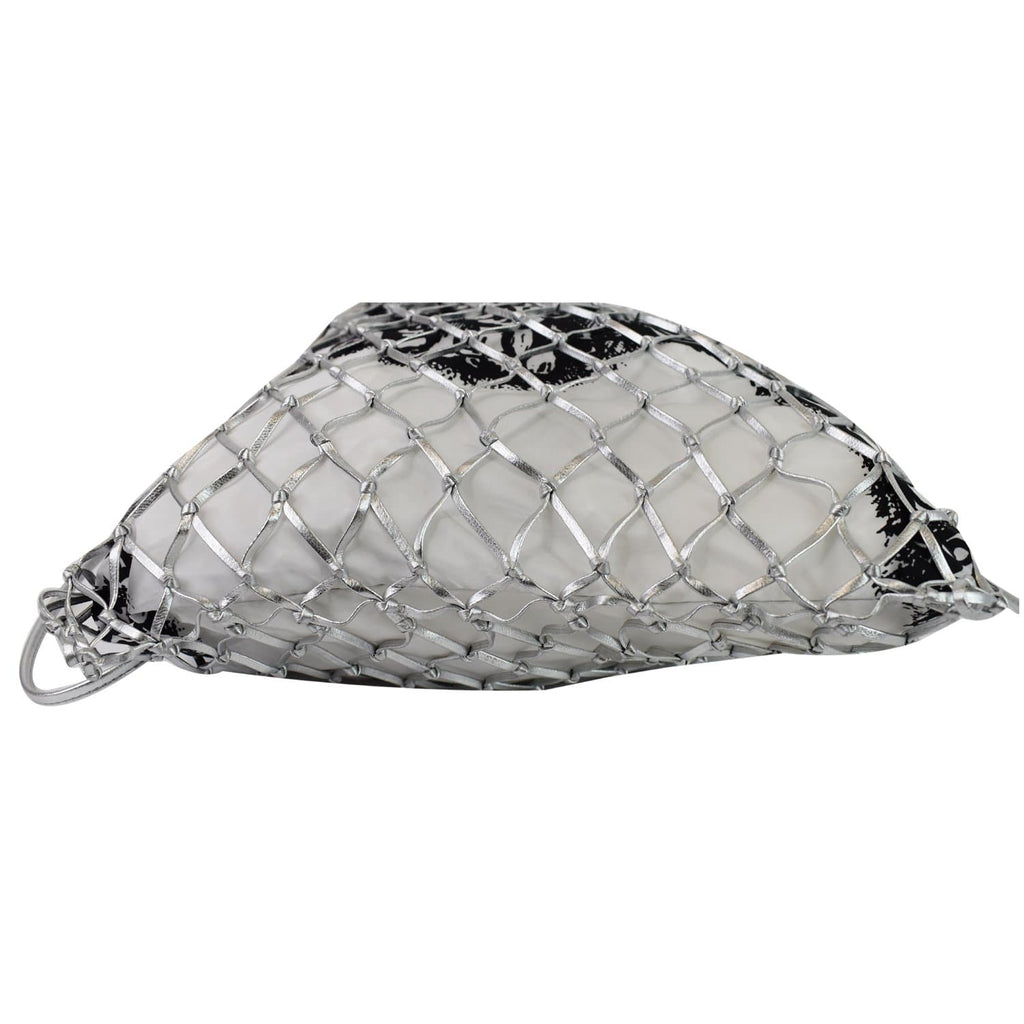 PRADA Rete Fabric Mesh Tote Bag Black/White