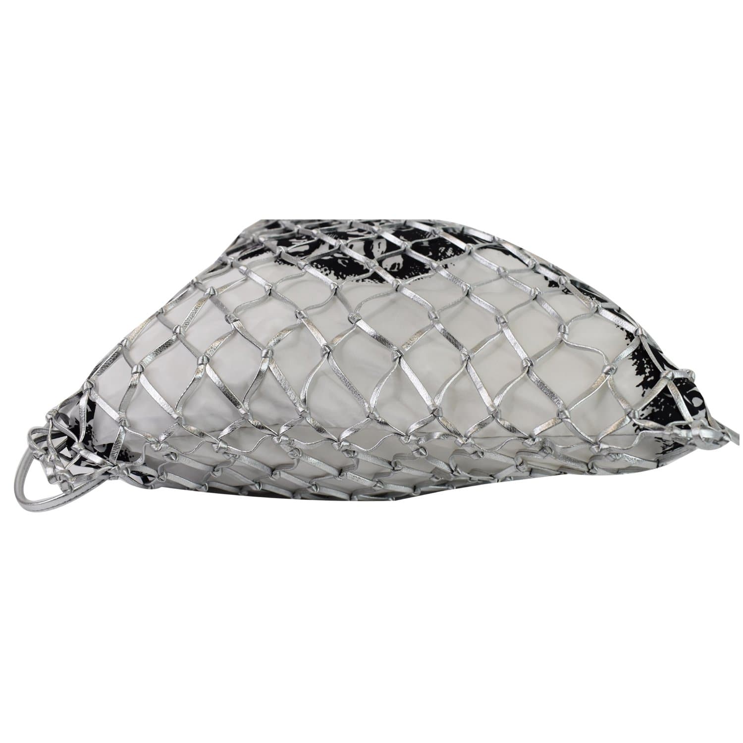 PRADA Rete Fabric Mesh Tote Bag Black/White