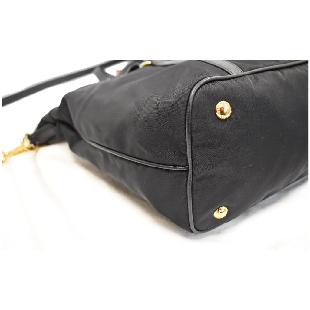 PRADA Tessuto Saffiano Nylon Tote Shoulder Bag Black