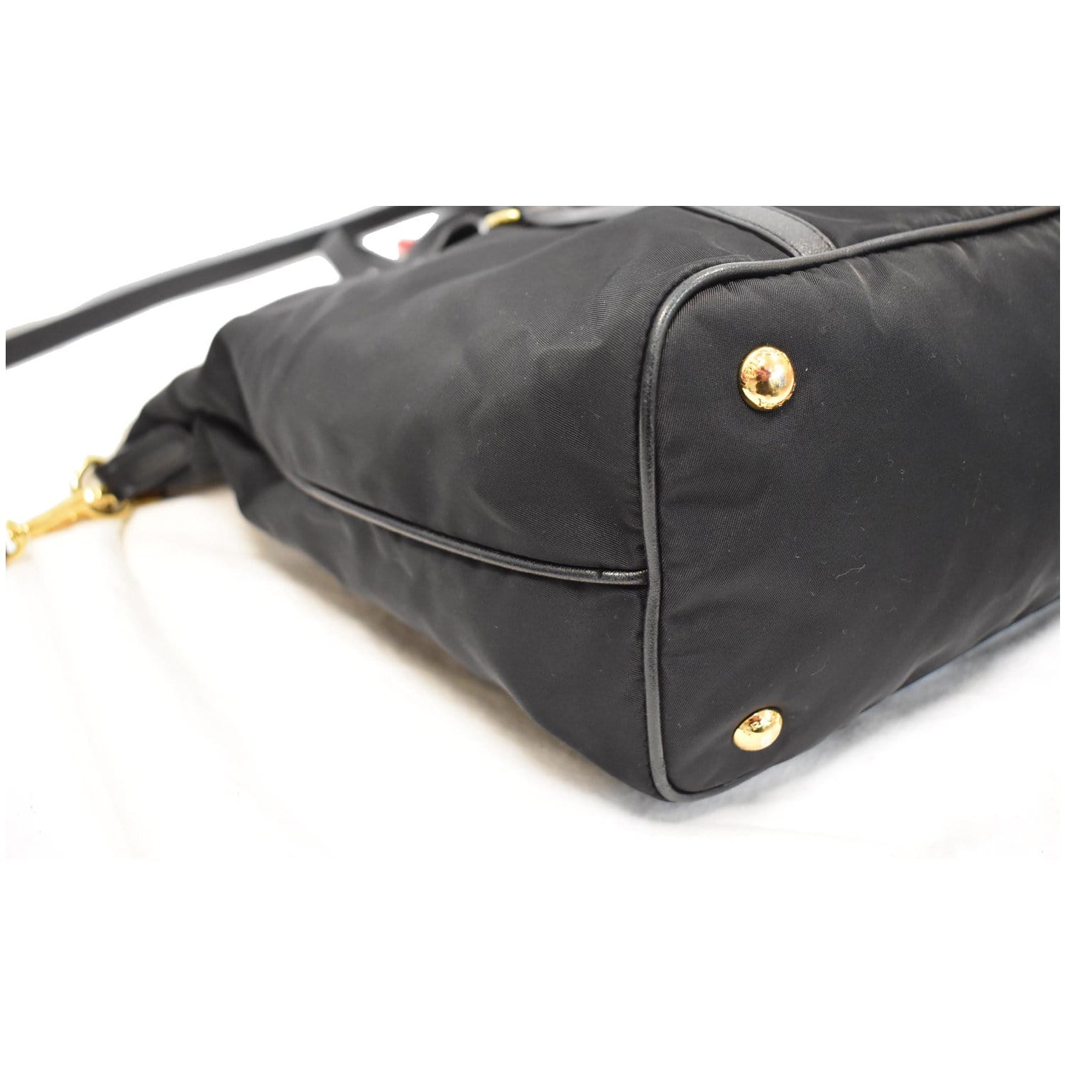 PRADA Tessuto Saffiano Nylon Tote Shoulder Bag Black