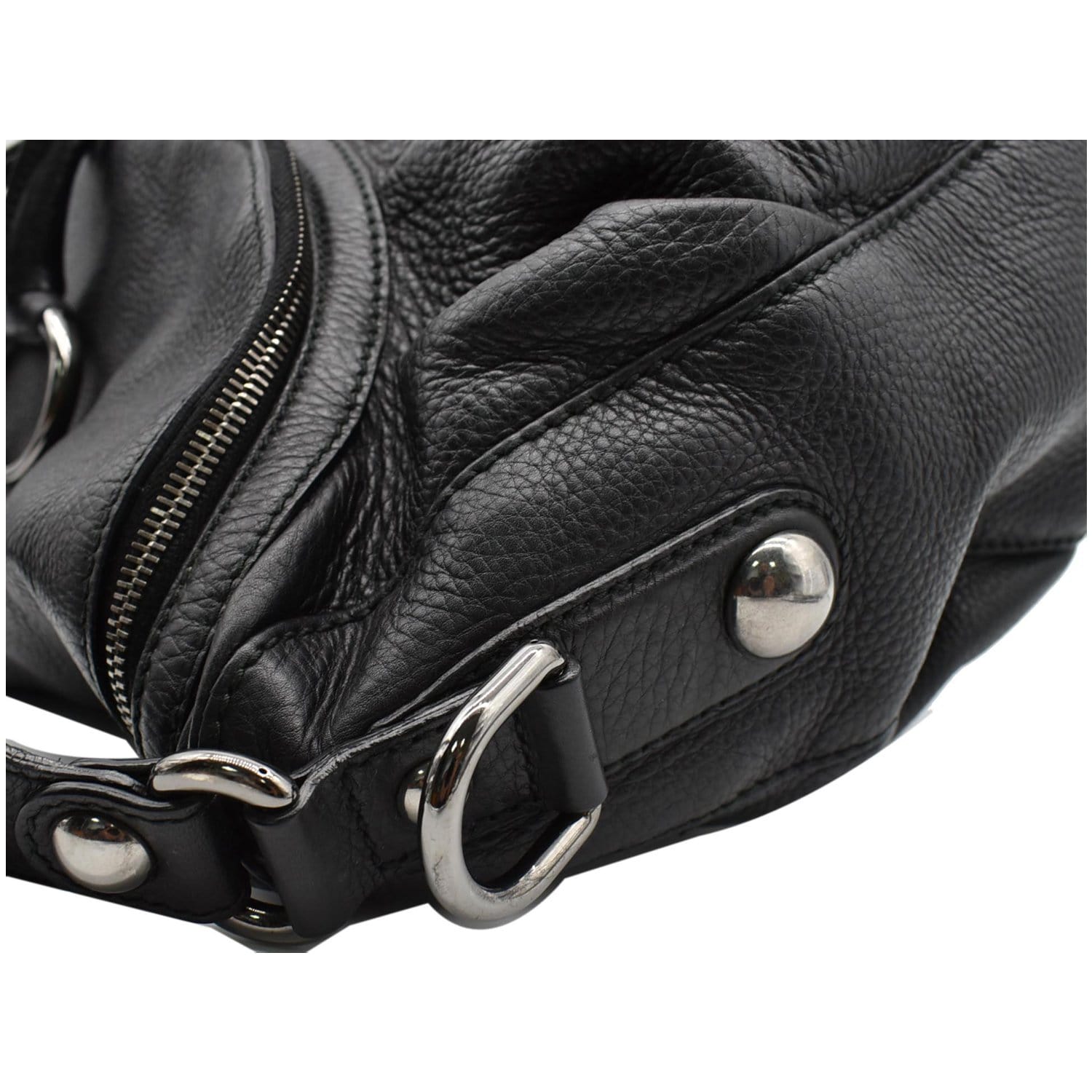 GUCCI Icon Bit Medium Pebbled Leather Shoulder Bag Black 228584
