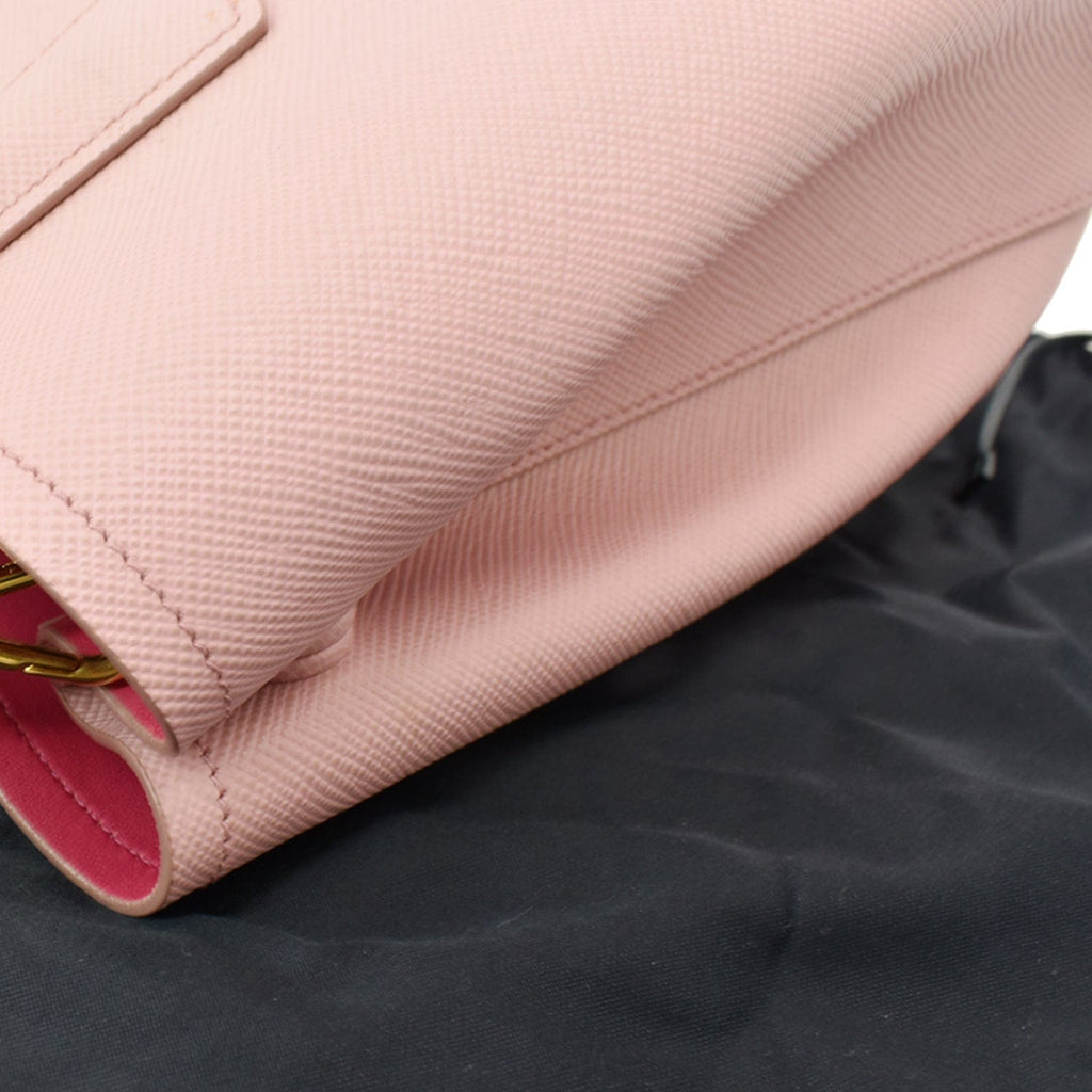 PRADA Double Handle Saffiano Leather Tote Bag Petal Pink
