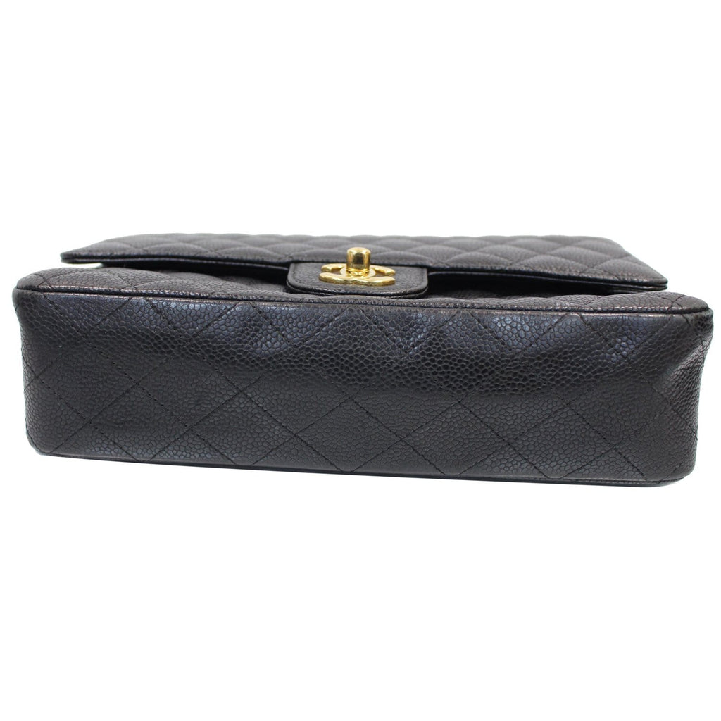 CHANEL Classic Medium Flap Caviar Leather Shoulder Bag Black