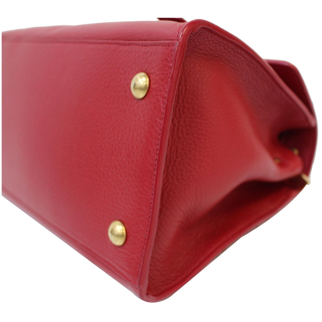 YVES SAINT LAURENT Muse Two Medium Calfskin Satchel Shoulder Bag Red