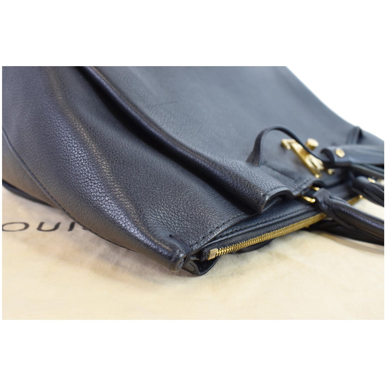 LOUIS VUITTON Lockmeto Calfskin Leather Tote Bag Black