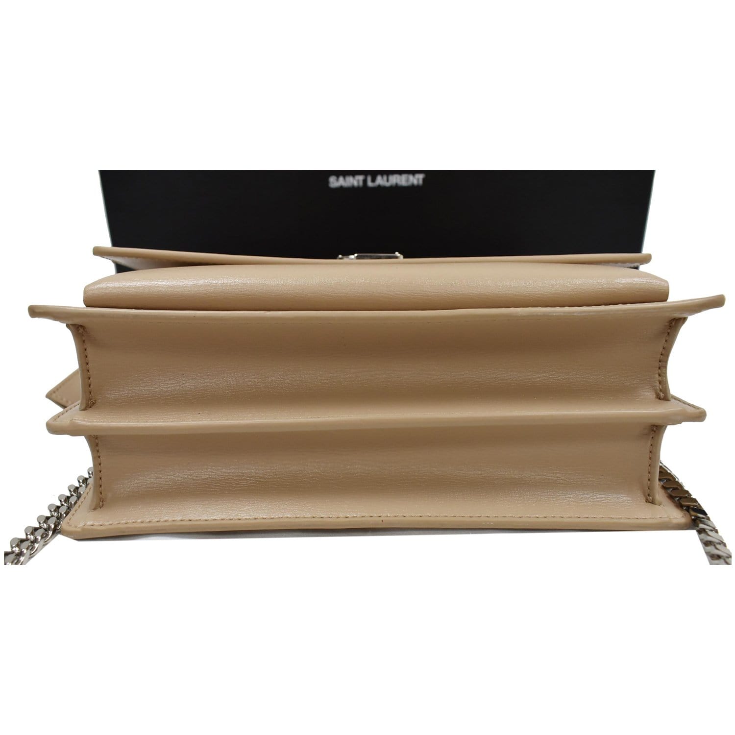 YVES SAINT LAURENT Monogram Sunset Medium Leather Shoulder Bag Beige